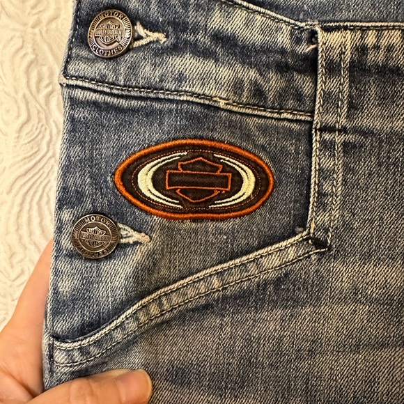 Vintage Harley-Davidson flare Blue Denim overalls - Picture 8 of 9